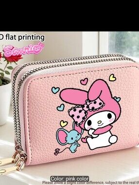 Sanrio My Melody Pink Character Double Zip Wallet